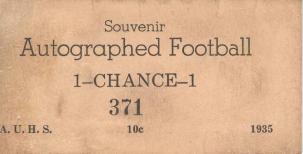 1935 football raffle ticket