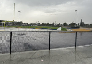 Track and field in rain
